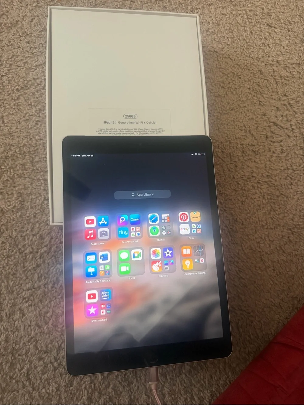 Apple iPad (9th Generation; 256 GB) Wifi + Cellular in Silver Like New